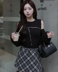 Darich ドッキングミドルウエストニットミニワンピース