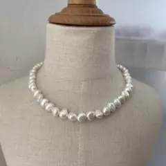 天然淡水パール　バロック　ポテト形　大粒　ネックレス　ハンドメイドパーツ