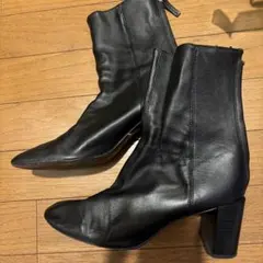 ZARAレザーショートブーツ EU 37 ブラック