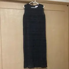 ブラック ノースリーブ プリーツ ロングワンピースのサムネイル