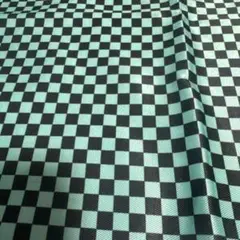 炭治郎　ミントグリーンと黒のチェック柄生地