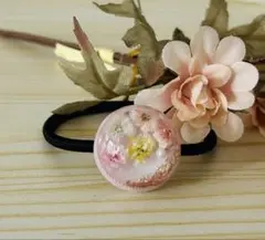 キラキラ春色かすみ草ꕤ︎︎ヘアゴム