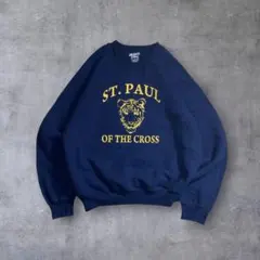 GILDANスウェットST.PAUL カレッジロゴ ネイビー短丈太アームM