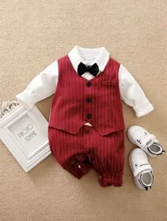 SHEIN 赤いストライプのフォーマルスーツ サイズ86