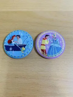 ディズニー　刺繍缶バッジ　２点セット