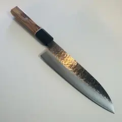 三徳包丁 170mm ステンレス 槌目 オリーブウッド八角柄 鞘付き［新品］