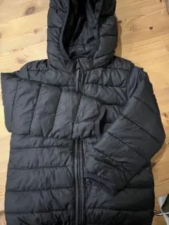H&M/100-110/ブラック フード取外し可ダウンコート キッズ用