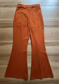 WEGO ポンチセンタープレスフレアパンツ　オレンジ　Ｓ