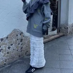 Kastane カットフリルIラインスカート ホワイト