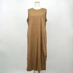 N /ユニクロ マーセライズコットン スリット ワンピース ノースリーブ L