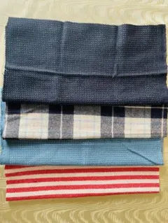 check & stripeウール生地4枚セット