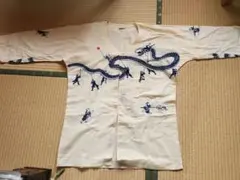 紺刺子 鯉口シャツ 龍柄 S 日本製 庭仕事 祭用品 割烹着 調理着 