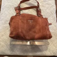 PRADA オレンジ スエード ショルダーバッグ