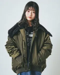 ♡ジディ♡BIGカラーフライトジャケット♡ブルゾン/アウター♡150♡グリーン