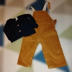 ［プチバトー］オーバーオールとカーディガンセット