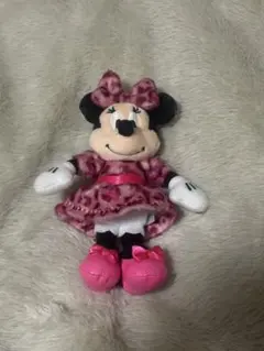 ミニーマウス　ぬいぐるみチャーム　レオパード ヒョウ柄　ピンク
