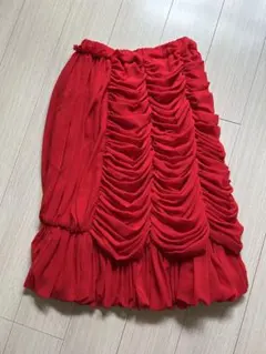 COMME des GARCONS ギャザー フレアスカート レッド Sのサムネイル