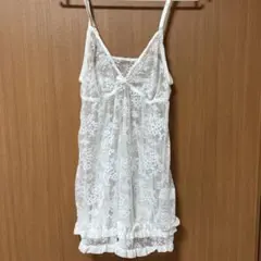 【新品・未使用】セクシーキャミソール　ベビードール　白　レース　大きいサイズのサムネイル
