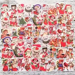 【№565】レトロ クリスマス ５４枚 フレークシール マステ コラージュ