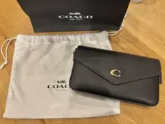 COACH 黒 レザー ショルダーバッグ(紙袋付き！)