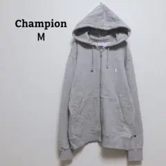 チャンピオン　パーカー　フルジップ　フード　綿100　ロゴ刺繍　ポケット　М