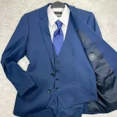 美品✨ スーツセレクト 3ピース ネイビー ビジネススーツ A6 Lサイズ相当