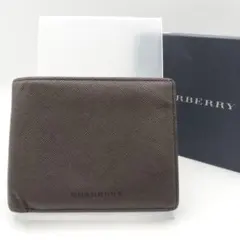 バーバリー　折財布　財布　ノバチェック　ブラウン　本革