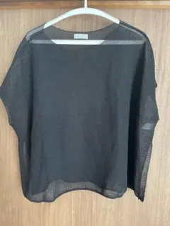 green label relaxing メッシュ 半袖 ニット ブラックのサムネイル