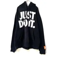 【NIKE ナイキ】パーカー　プルオーバー　ビッグロゴ　刺繍ロゴ　XL BK