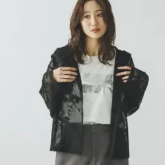 Vintage レース シースルー フーディー パーカー 黒 モード vintage レース シースルー 花柄 フーディー パーカー 黒 モード