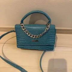 X-girl ターコイズ クロコダイル風ショルダーバッグ