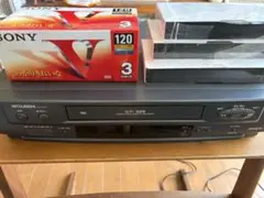 vhsビデオデッキ➕新品VHSテープ120分6本付きのサムネイル