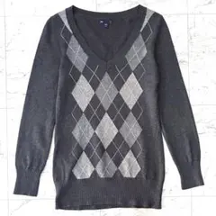 GAP ギャップ Vネック セーター ニット ニットセーター アーガイル グレー