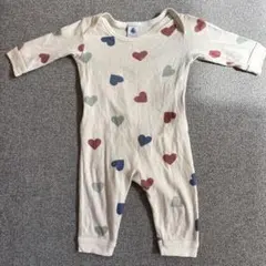 プチバトー　ハート柄長袖ロンパース6m67cm