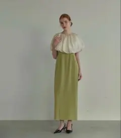 オーガンジー　バルーンヘムトップス　ノースリーブ　ワンピースセット