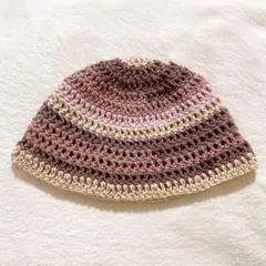 323　クロシェハット　クラッシャーハット　バケットハット　手編み　男女兼用