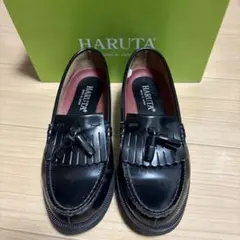 HARUTA ブラック レザー タッセルローファー