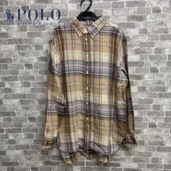 美品　POLO RALPH LAUREN リネン　現行　QRコード　チェック柄