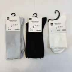 ジーユー GU ラメクルーソックス ナイロンソックス 3点セット 23-25cm