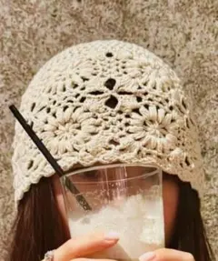 クロシェ編み フラワーモチーフ バケットハット