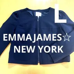 売り切り！EMMA JAMES 黒 ノーカラージャケット 11 フルジップ