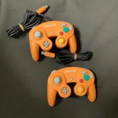 5★任天堂　GCコントローラー2個セット　オレンジ　ゲームキューブ