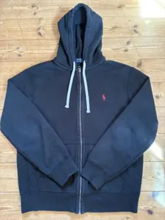 Polo Ralph Lauren ジップパーカー ブラック 短丈 swag POLO RALPH LAUREN (ポロラルフローレン) ワンポイント フルジップ