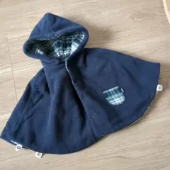 SHIPS フリースチェック柄フード付きポンチョ