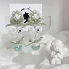 わんこのドレスアップピアス(グリーン)