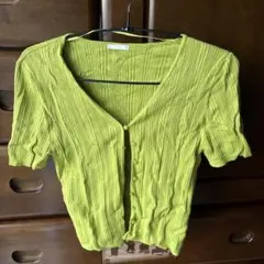 リブニットカーディガン 半袖 ライトグリーン ほぼ未使用