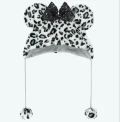 ファンキャップ　ミニー　ヒョウ柄　レオパード　白黒　ホワイト