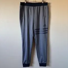美品 アディダス レディース ピンストライプ ジョガーパンツ グレー OT