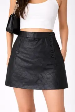 ZARA ブラック キルティングミニスカート S