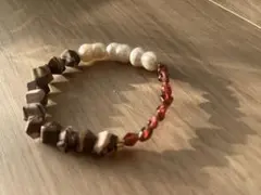 【バレンタイン限定】天然石×淡水パール ブレスレット チョコレートカラー